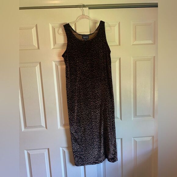 Vintage Maxi Velour Cheetah Print Dress Medium Blue J retro Y2K - Picture 8 of 10